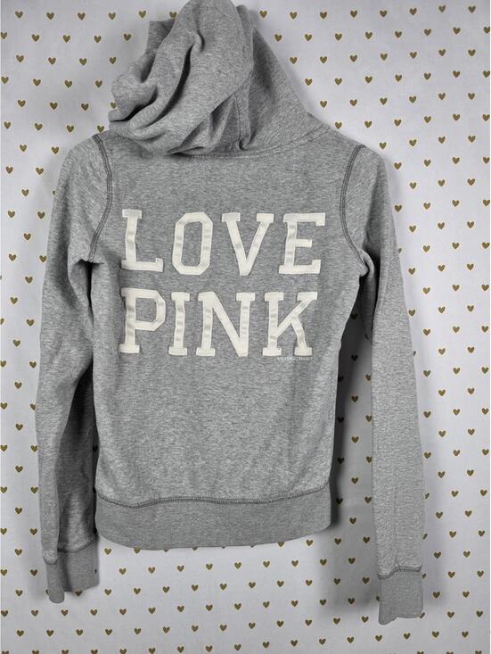 PINK Victoria's Secret Tops - Victorias Secret Pink Vintage y2k Embroidered Full zip Hoodie Jacket Grey XS
